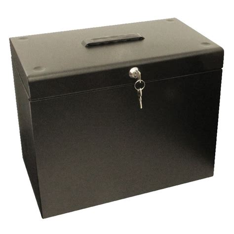 black metal box with lock|7x14x2' high metal storage box.